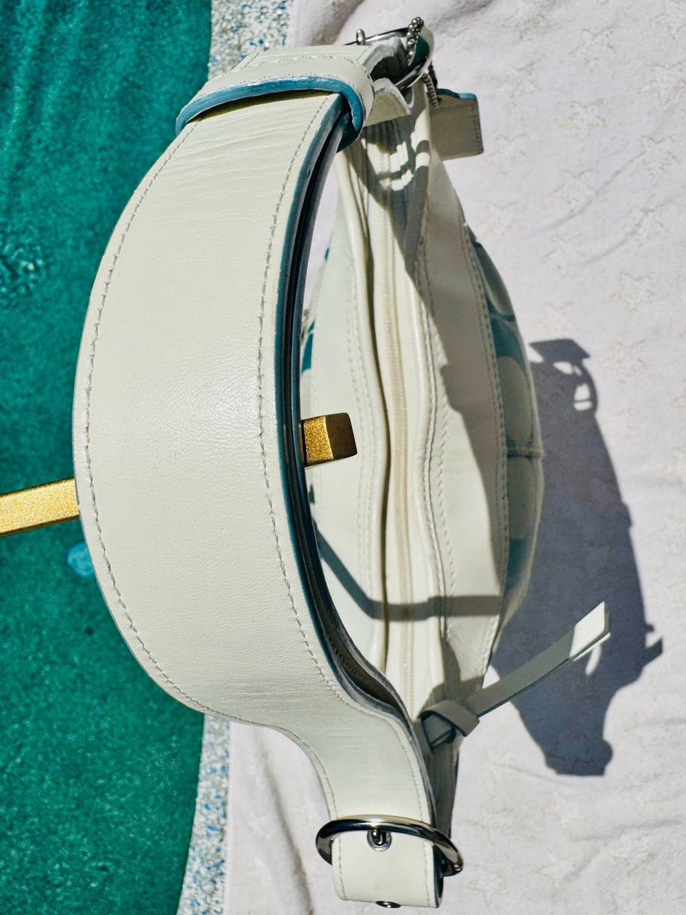 Coach 2008 Convertible Bucket Bag #F13358 blue white Sig C Canvas Leather - EUC - Picture 6 of 16
